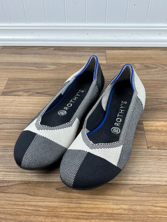 Rothy’s Shoes - Rothy’s The Flat Captoe Plaid Ballet Flats Shoes Black & White Size 9.5
